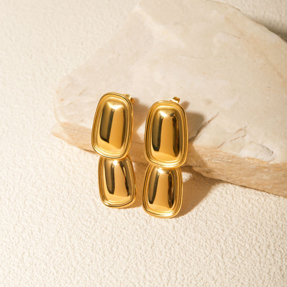 Rectangular Pendant Titanium Steel Earrings