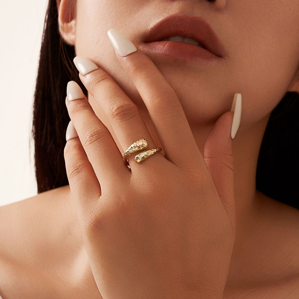 Hammered S925 Sterling Silver Open Ring