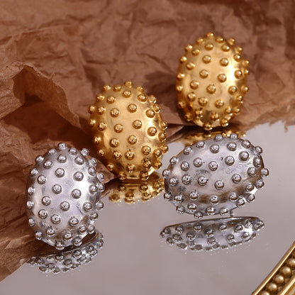 Earrings Stainless Steel 18K Gold Plating Oval Cactus Hedgehog Stud Earrings For Women