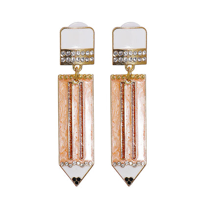 Colored Alloy Drop Oil Pencil Earrings