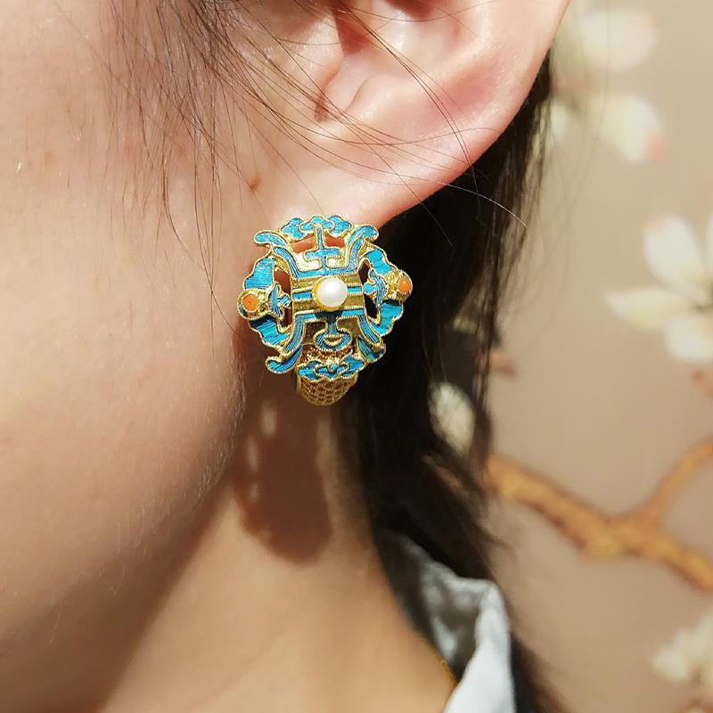 14k Gold Plated Antique Pearl Earrings