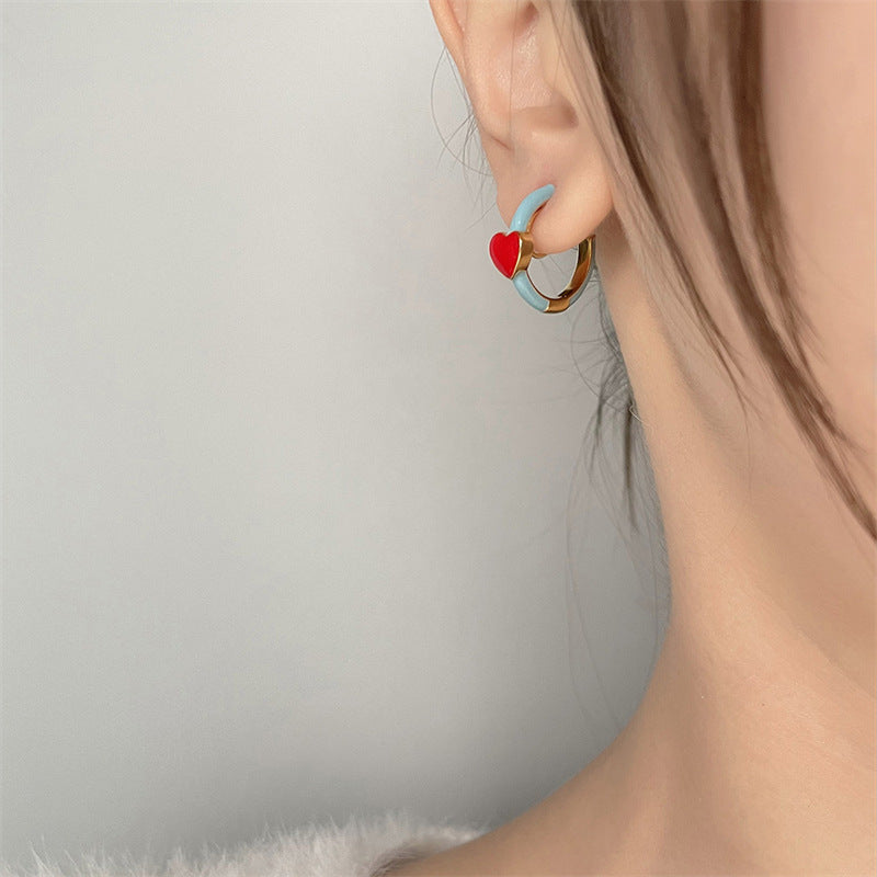 Women's Painless And Non-piercing Enamel Love Heart Earrings