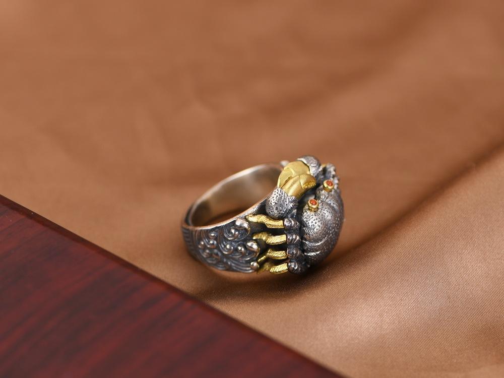 Sterling Silver Crab Ring S925 Silver Ring Retro Personality