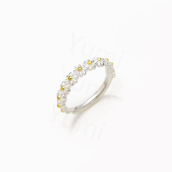 S925 Sterling Silver Small Daisy Ring Women