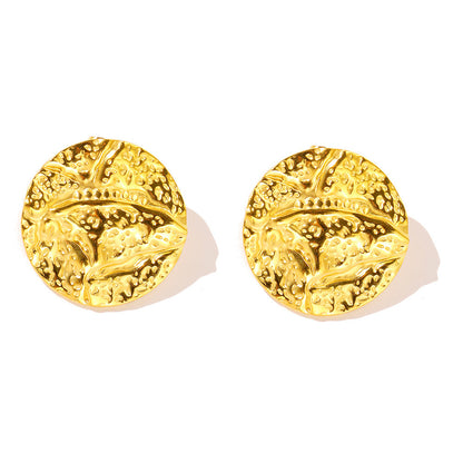 18K Gold Stainless Steel Plated Round Earrings