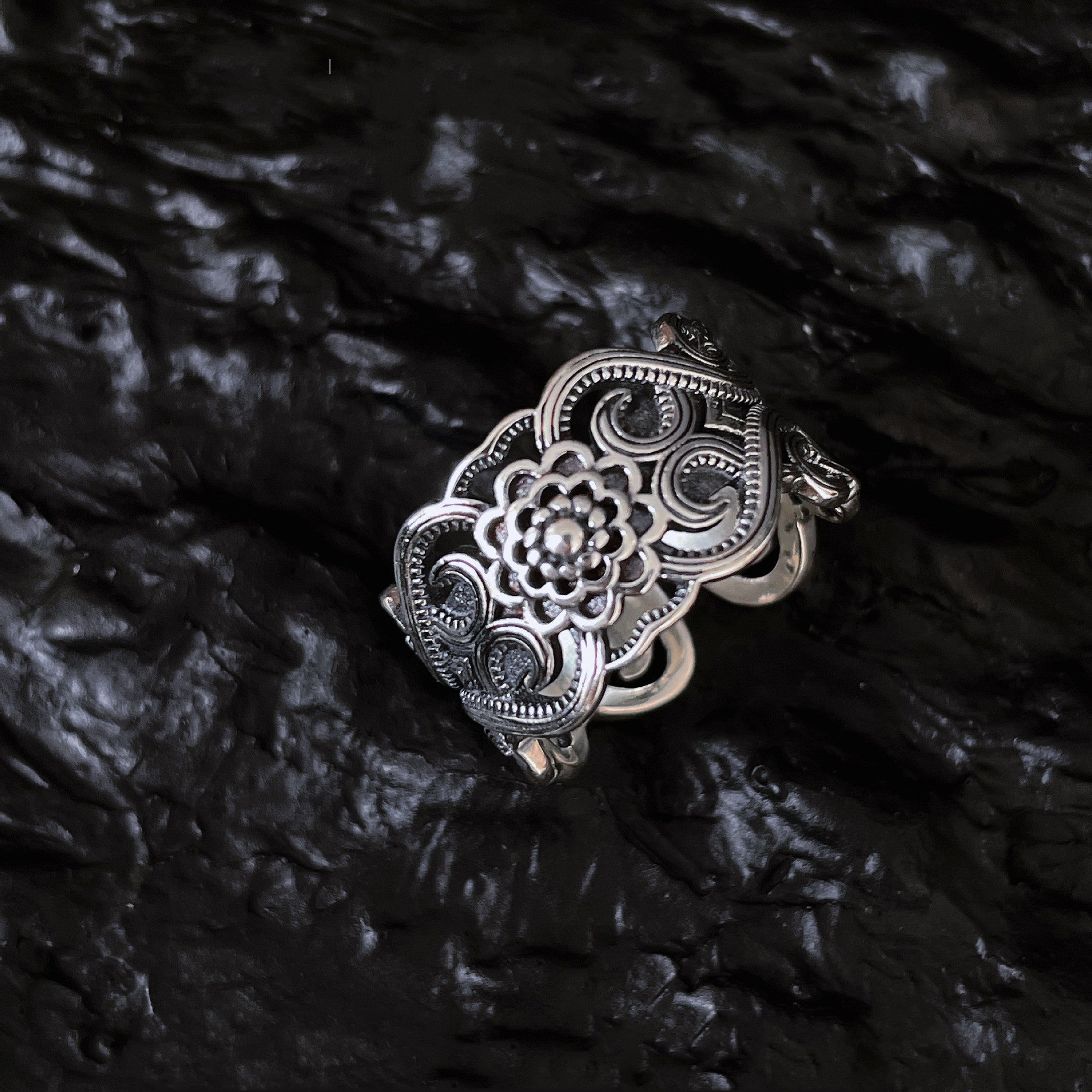 925 Silver Vintage Flower Facto Ring
