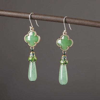 Boucles d'oreilles rétro en argent sterling vert antique