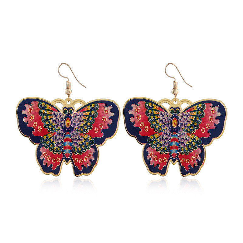 Fashion Exaggerated Butterfly Pop Exaggerated Oil Drop Flower Earrings