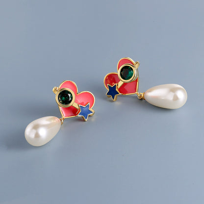 Boucles d'oreilles en perles d'émail à motif d'amour