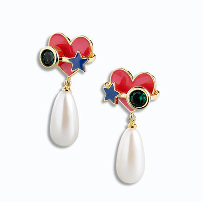 Boucles d'oreilles en perles d'émail à motif d'amour