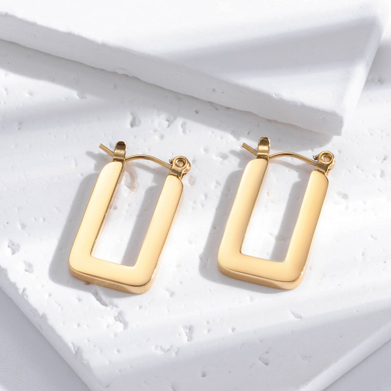 Titanium Steel Simple Geometric Stainless Steel Glossy Earrings