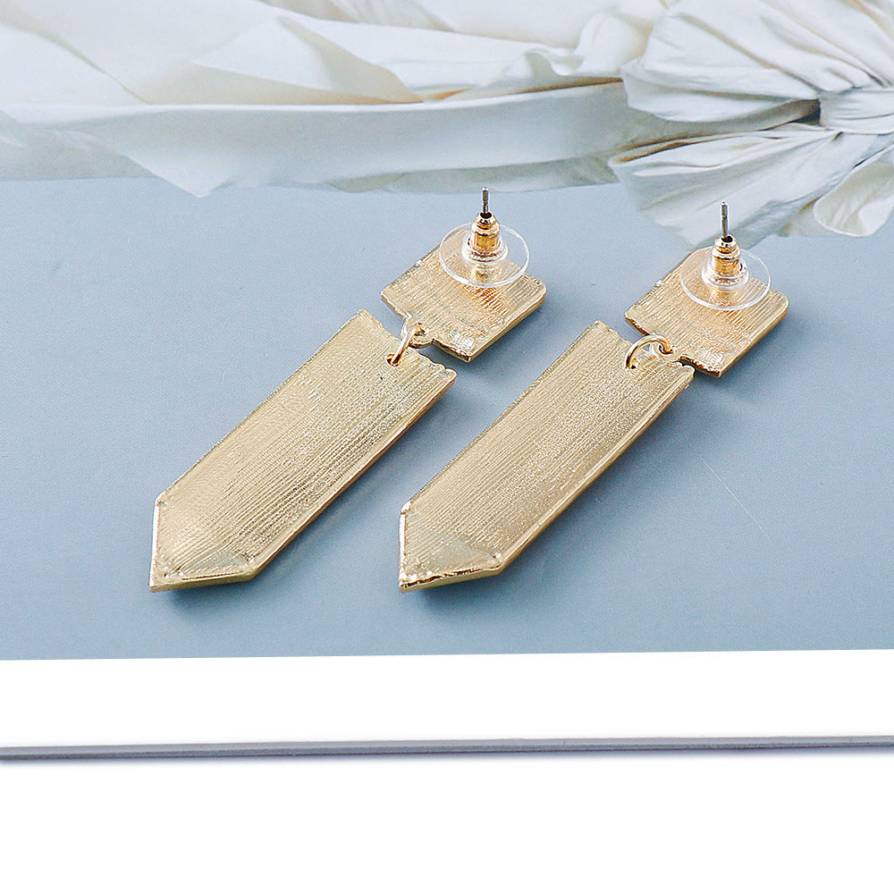 Colored Alloy Drop Oil Pencil Earrings