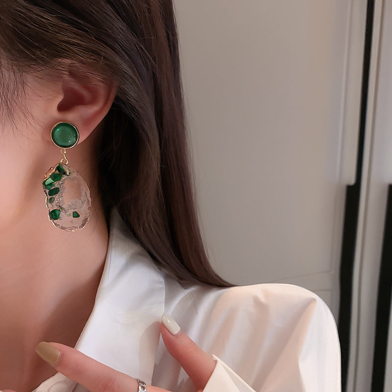 Irregular Cutout Earrings Fashion Vintage Emeralds