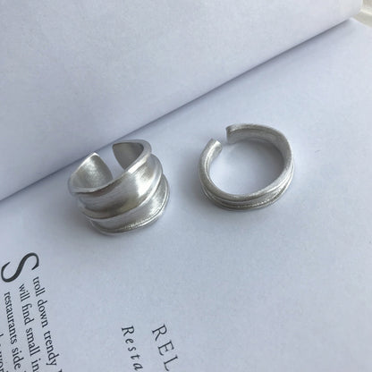 S925 Silver Irregular Bump Matte Brushed Ring