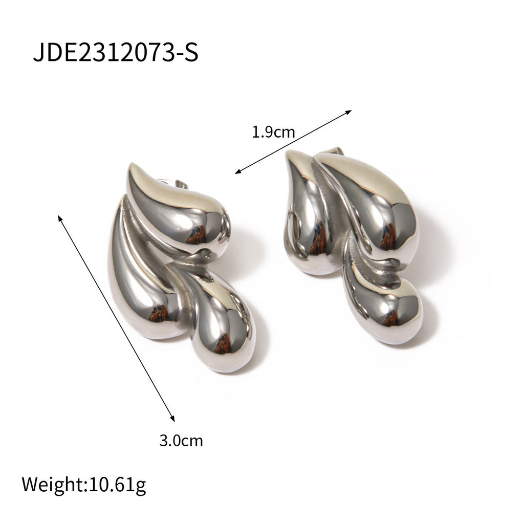 Boucles d'oreilles en acier inoxydable en or 18 carats avec plusieurs gouttes d'eau