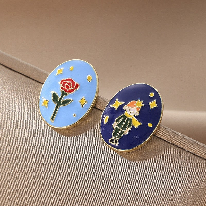 Drip Oil Painting Oval Flower Earrings