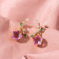 Plum blossom zircon leaf flower fashion earrings