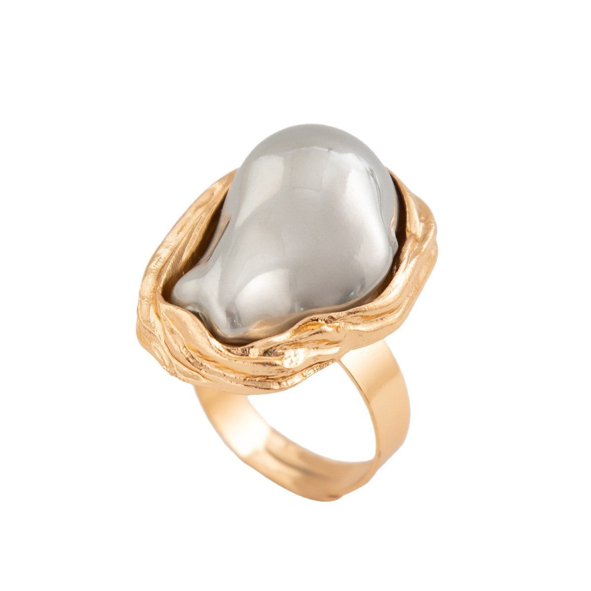 Fashion Alloy Baroque style inlaid Pearl Ring