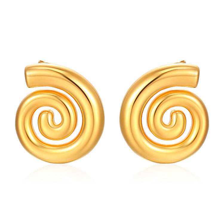 Gold Plated Stainless Steel Rotating Thread Earrings