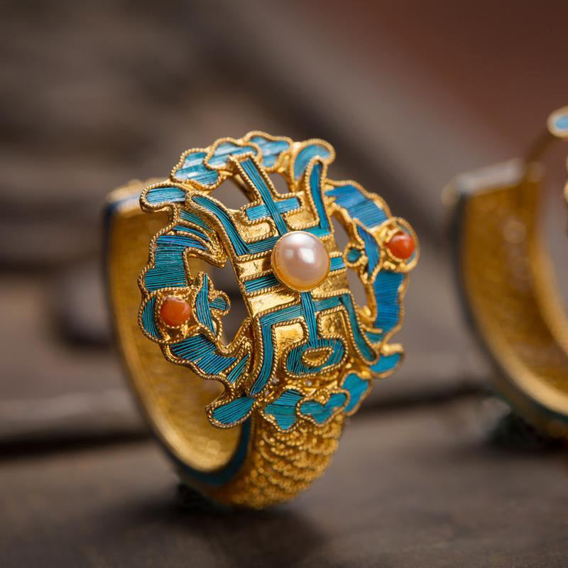 14k Gold Plated Antique Pearl Earrings
