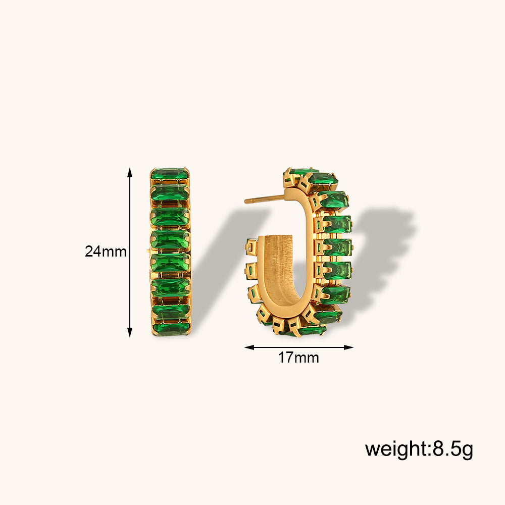 Stainless Steel Zircon Earrings