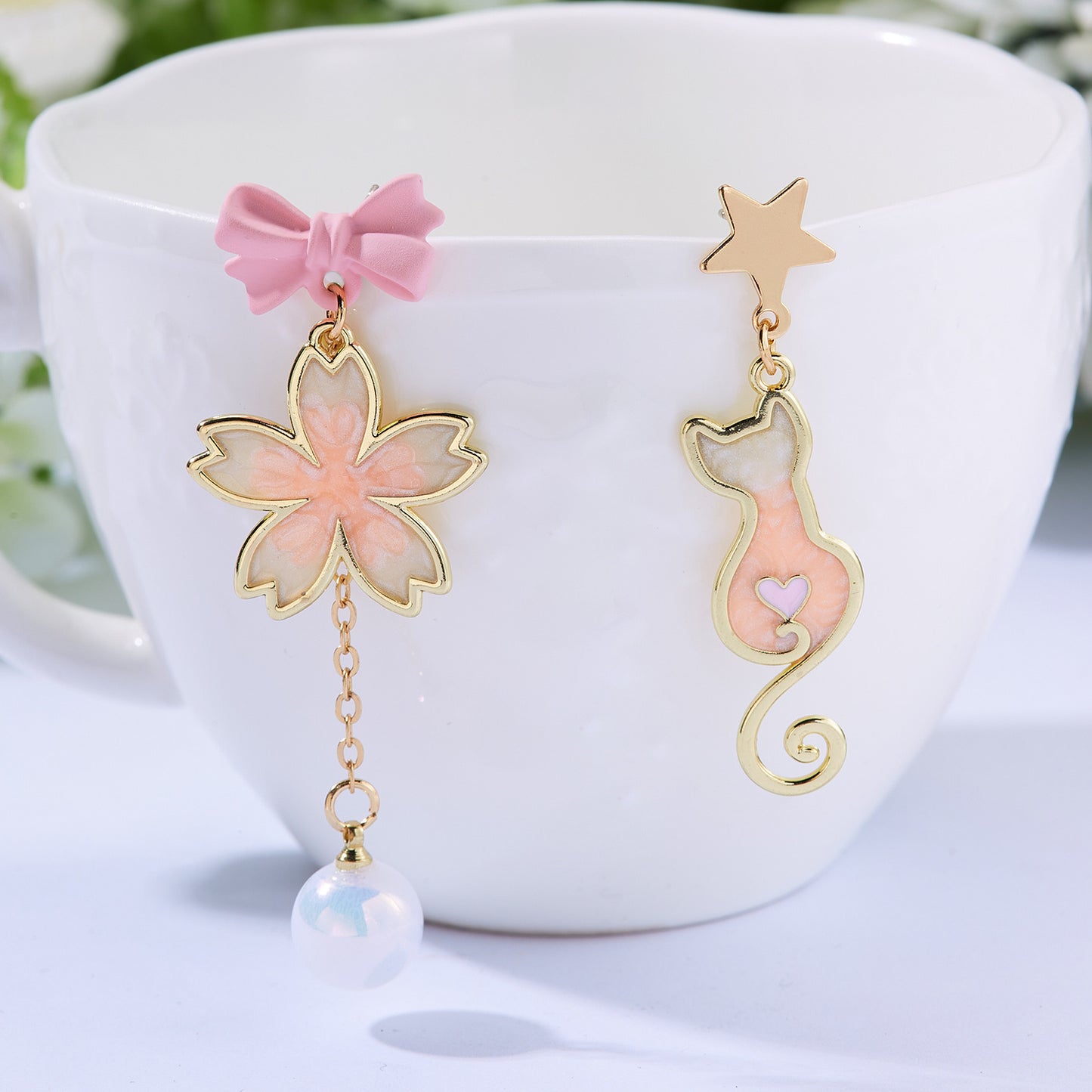 Fashion Cartoon Oil Asymmetric Earrings