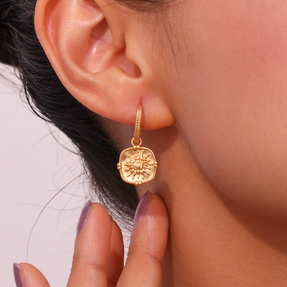18k Gold Titanium Steel Silver Needle Earrings