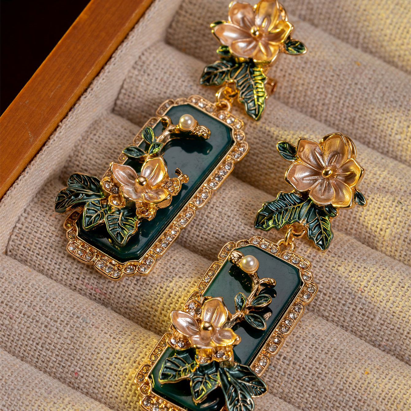 Medieval Court Style Enamel Long Earrings