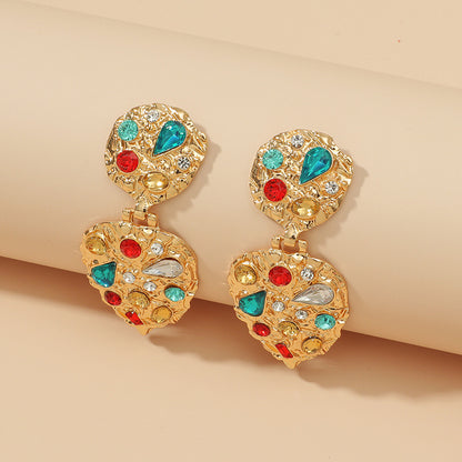 Boucles d'oreilles baroques en strass de style cour vintage