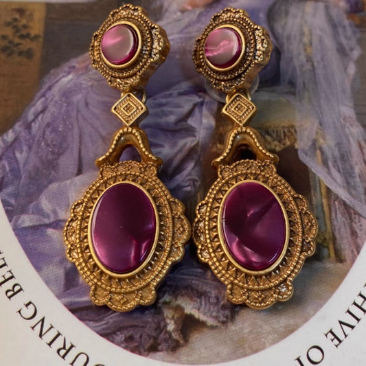 Boucles d'oreilles en bronze antique avec motif nuage doré peintes à la main