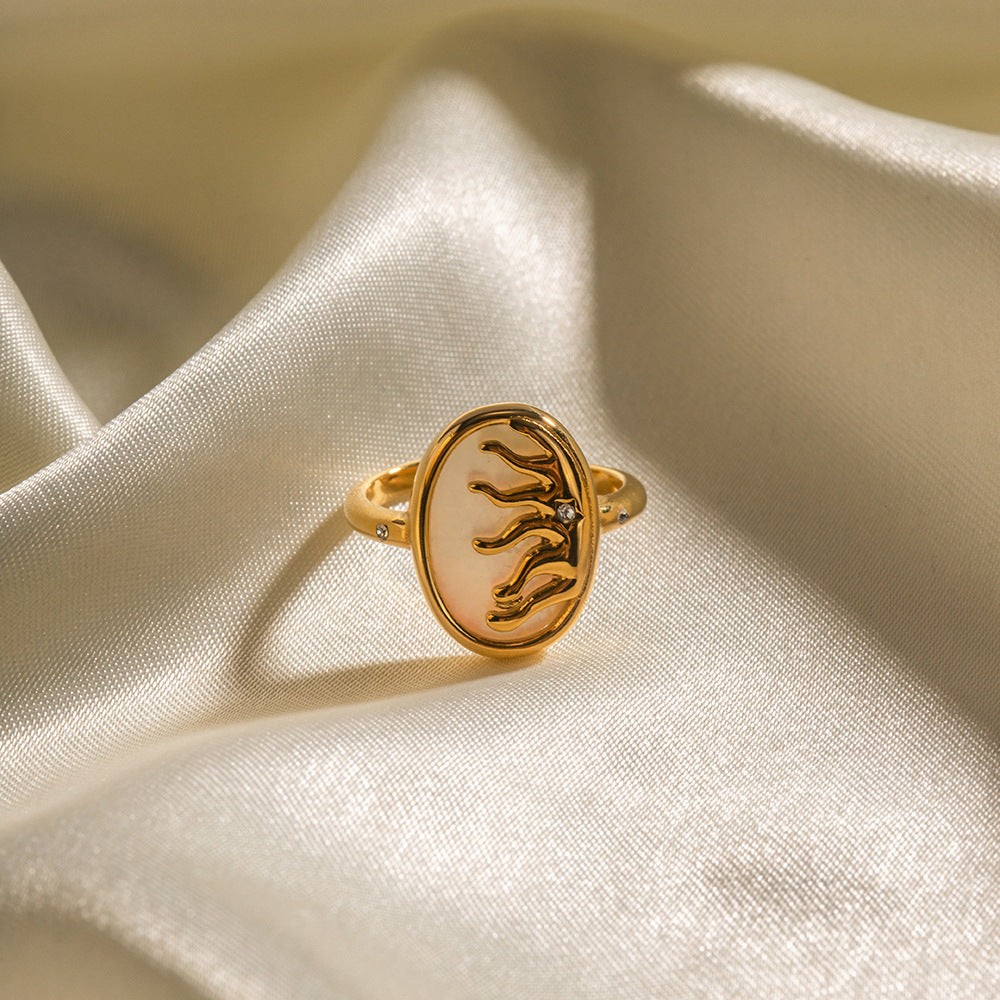 18K Gold Stainless Steel White Zircon Ring