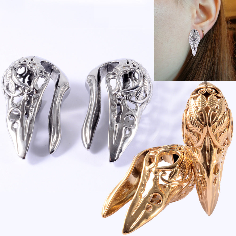 Stainless Steel Bird Head Earrings Personality Hollow