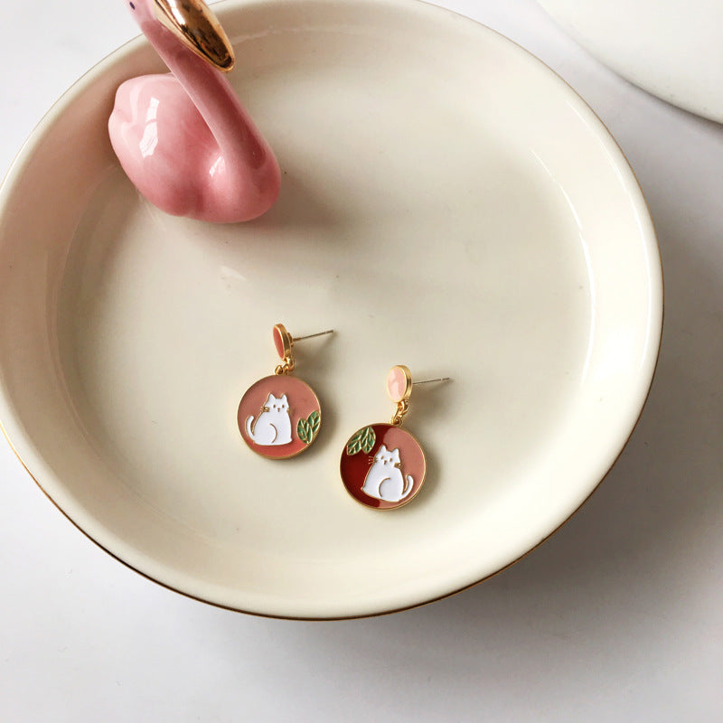 Quality Simple Round Oil Drop Earrings Girl