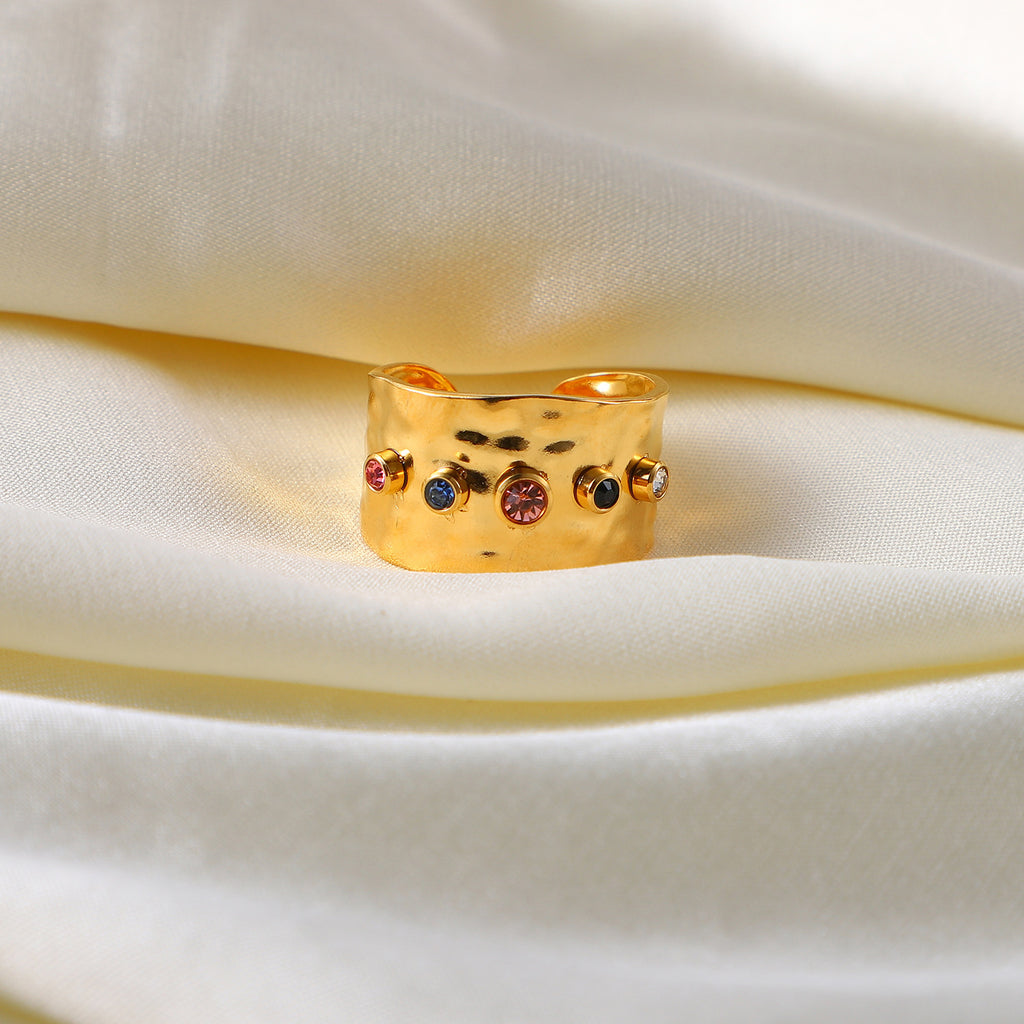 18K Gold Plated Stainless Steel Adjustable Ring 