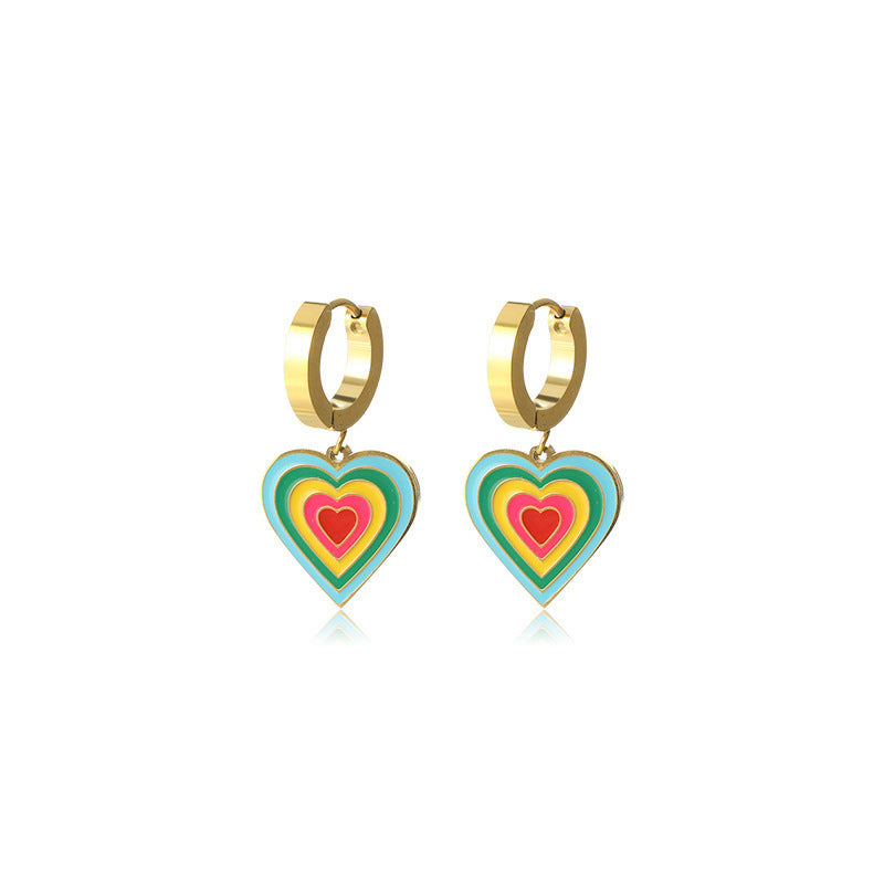 Fashionable Personalized All-match Stainless Steel Gold-plated Earrings