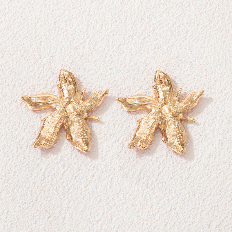 Enamel Drip Oil Big Flower Stud Earrings