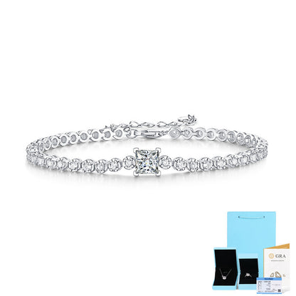 Bracelet S925 Silver Inlay Moissanite Rubik's Cube Bracelet