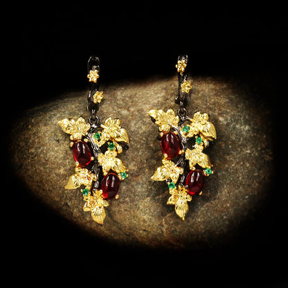 Boucles D'oreilles Vintage En Diamant Et Pierres Précieuses En Cristal