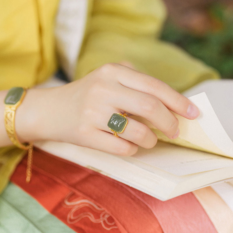 Adjustable Vintage style Jade Ring