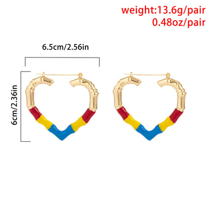 Retro Love Drop Oil Stitching Earrings Simple Geometric Type