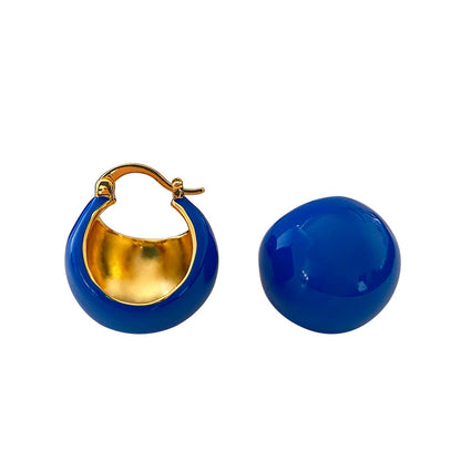 Women's French Retro Colorful Oil Necklace Ball Earrings