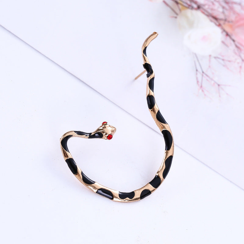 Boucles d'oreilles serpent en émail goutte à goutte d'huile