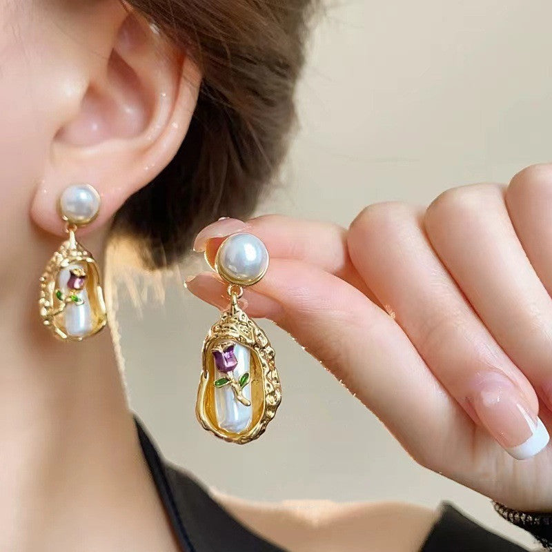 Vintage Enamel Oil Fashion Earrings