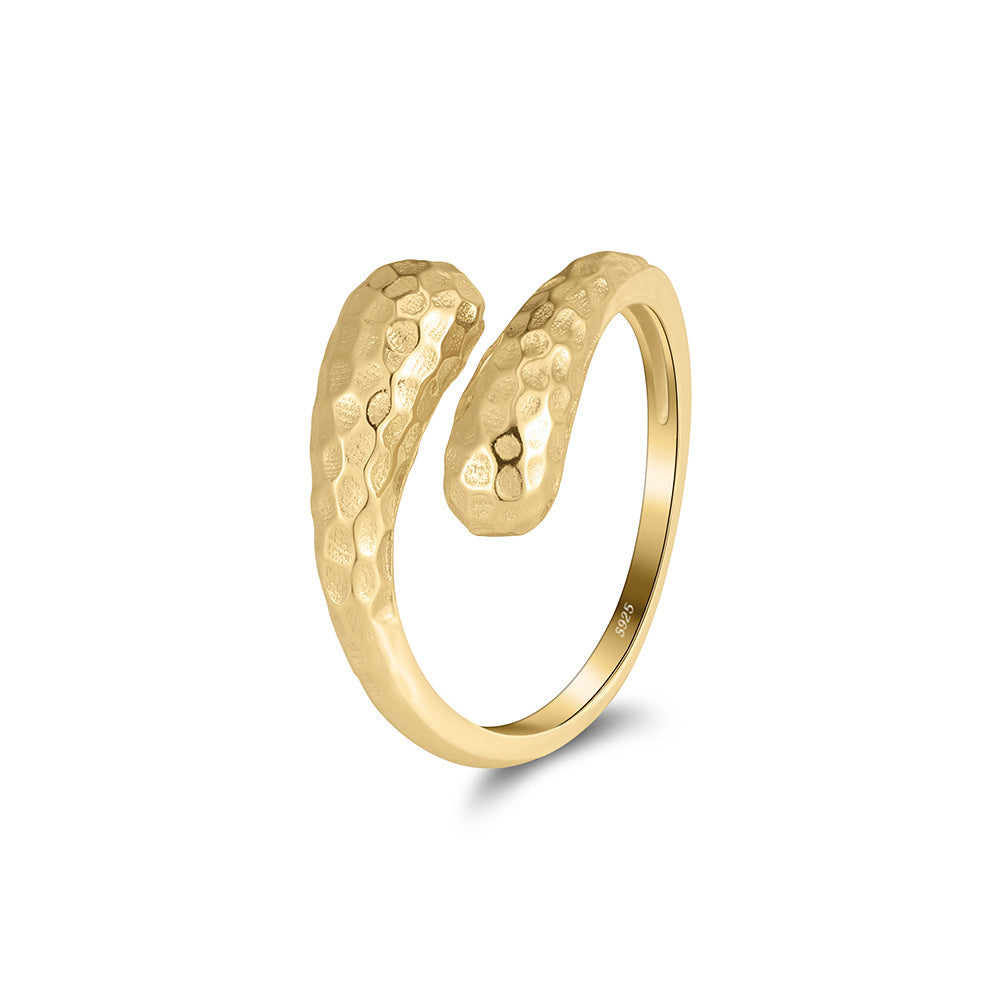 Hammered S925 Sterling Silver Open Ring