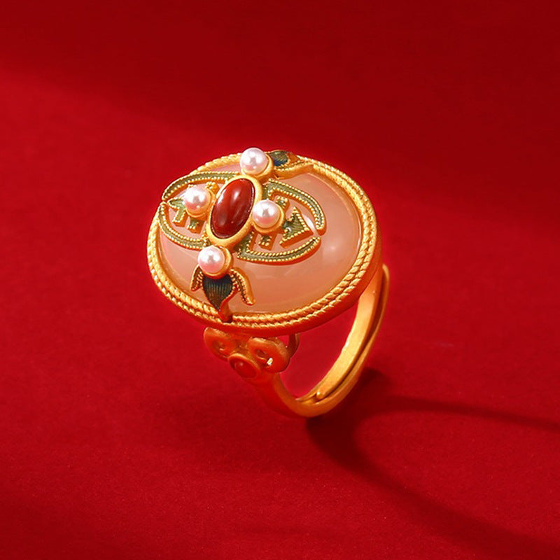 Enamel Painted Imitation Hetian Jade Ring