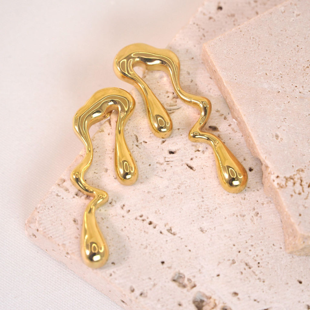 14K Gold  Stainless Steel Geometric Earrings