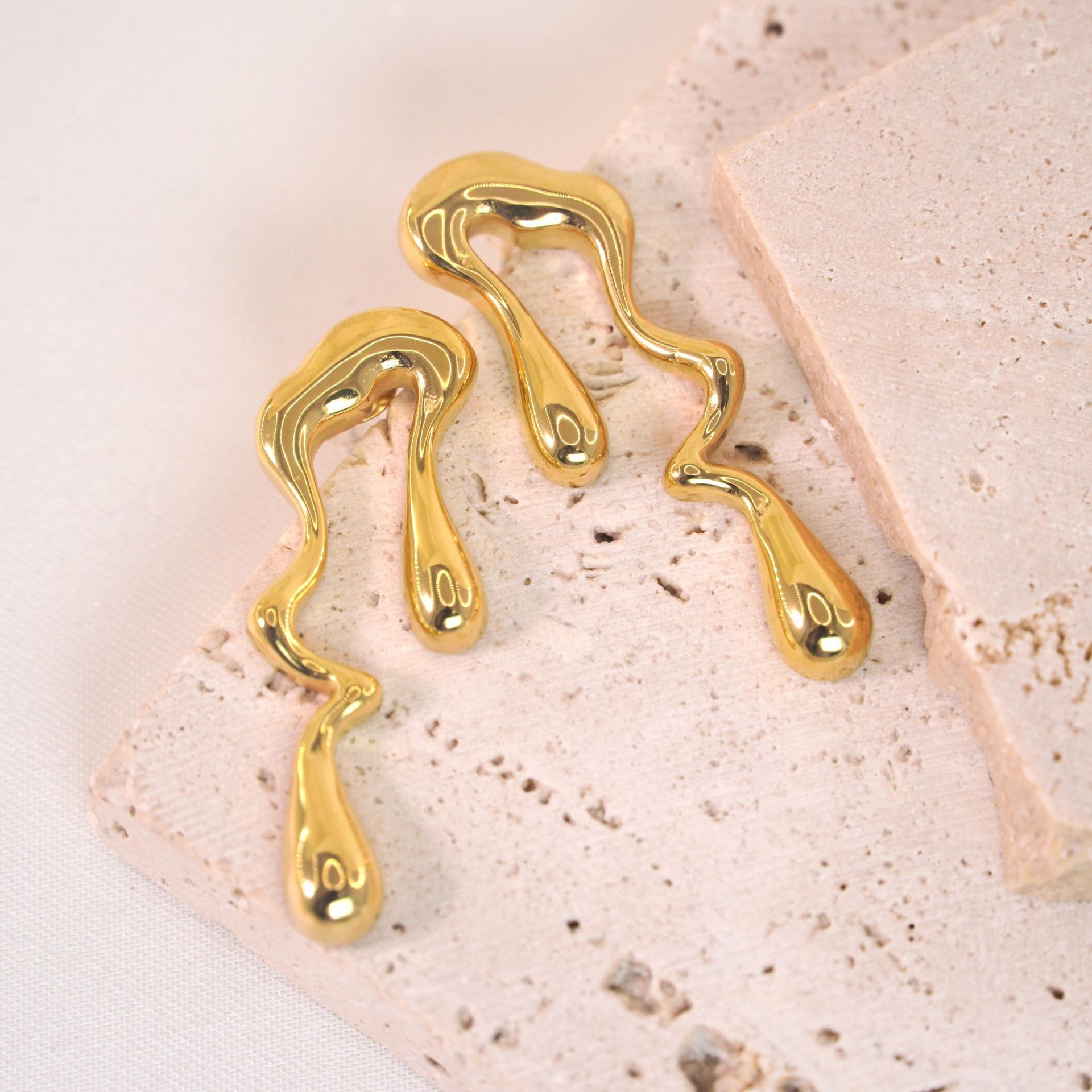 14K Gold  Stainless Steel Geometric Earrings