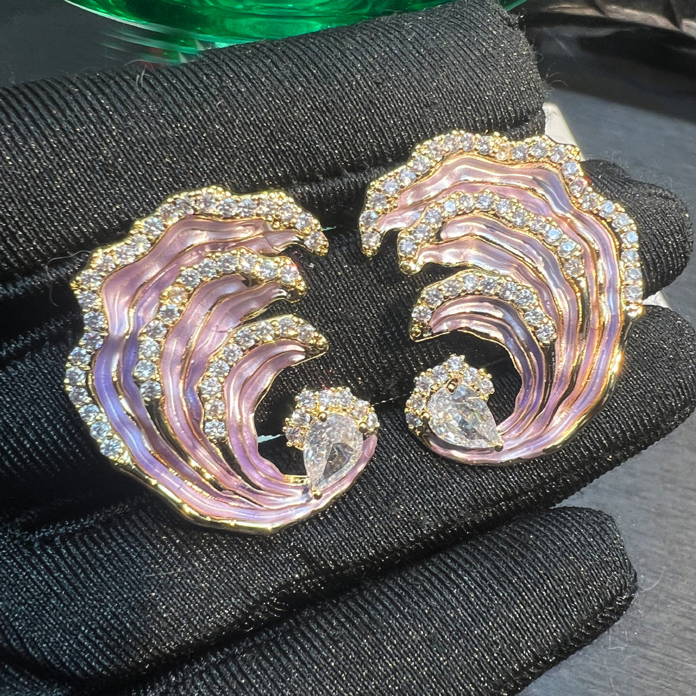 Delicate Sea Waves Enamel Earrings