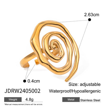 18K Gold Stainless Steel Flowers Ring