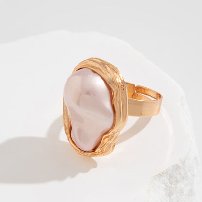 Fashion Alloy Baroque style inlaid Pearl Ring